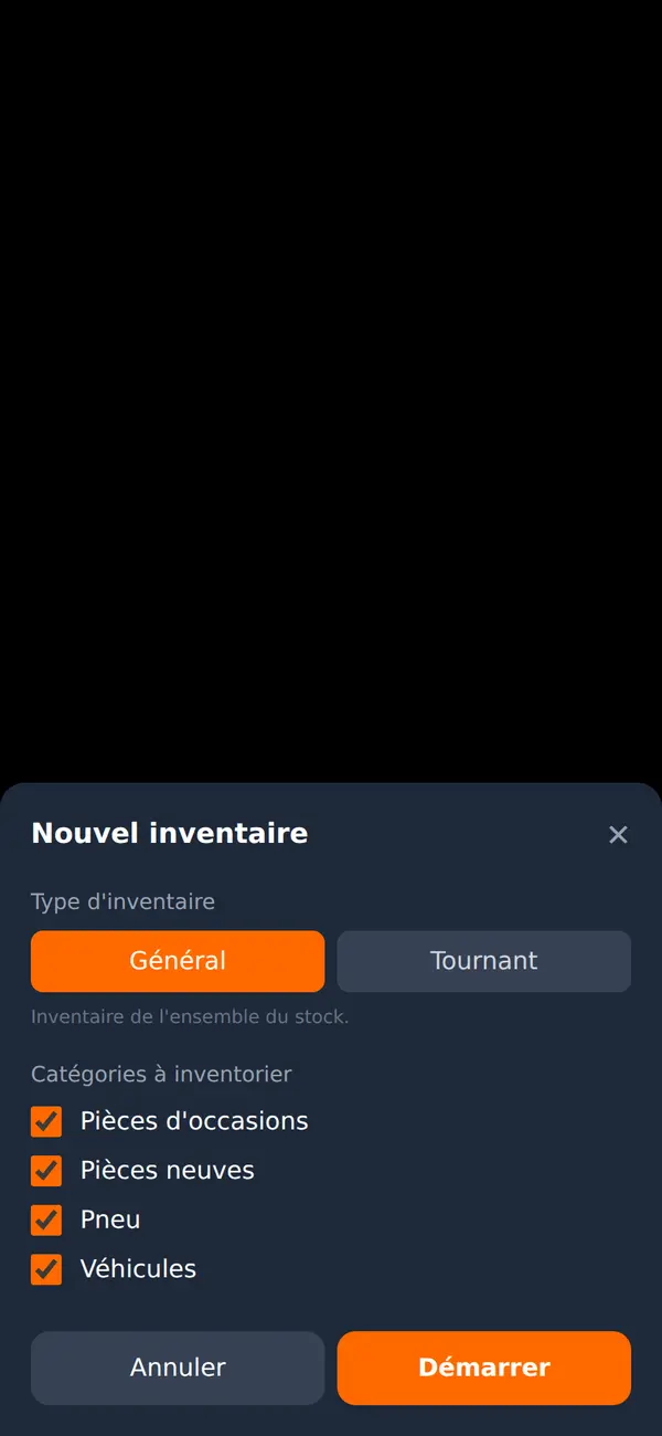 Lancement d'un inventaire général ou tournant dans l'appli VHU Center